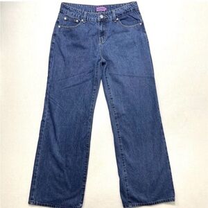 Edikted Wide Straight Leg Jeans Women’s Medium 31 Low Rise Blue Wash Denim Y2K